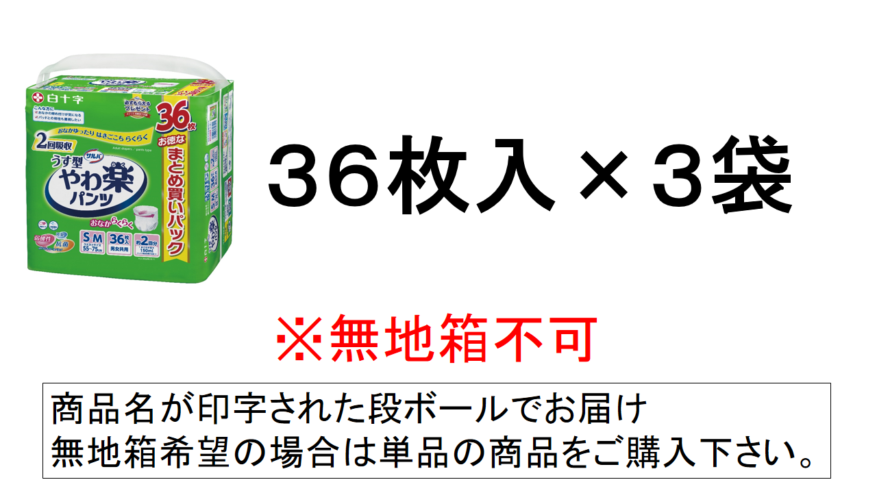 サルバ うす型 やわ楽パンツ 2回吸収 S-Mサイズ 36枚入×3袋