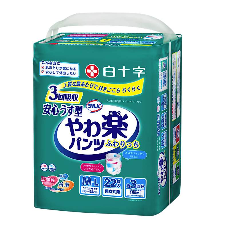 サルバ やわ楽パンツ 安心うす型 3回吸収 M-Lサイズ 22枚入