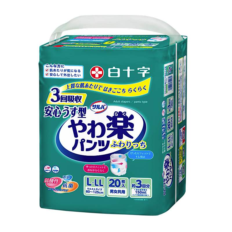 サルバ やわ楽パンツ 安心うす型 3回吸収 L-LLサイズ 20枚入