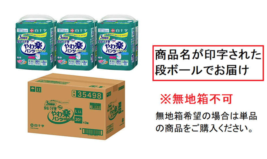 サルバ やわ楽パンツ 安心うす型 3回吸収 L-LLサイズ20枚入×3袋